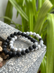 Lava & Howlite Beaded Bracelet Set